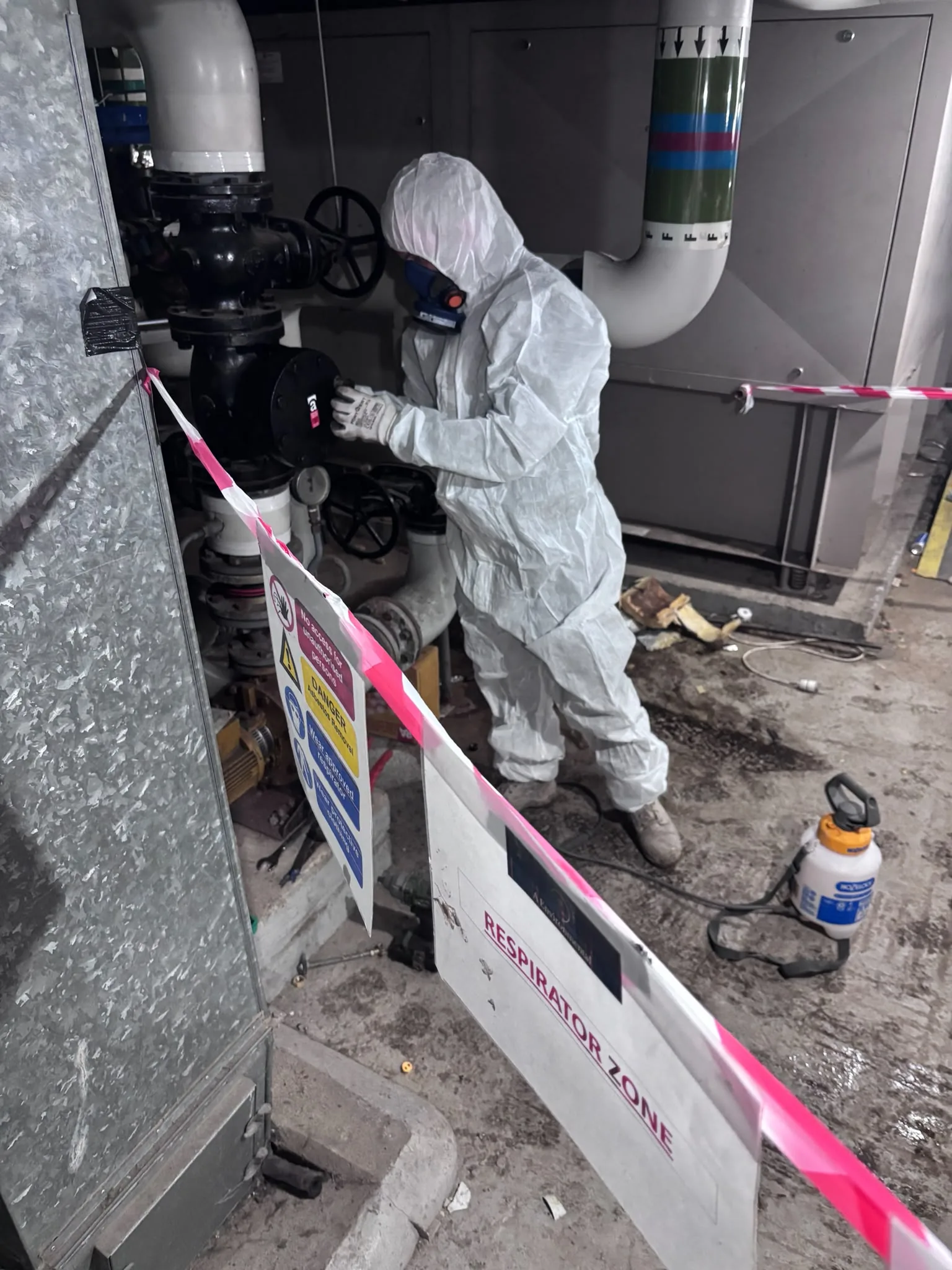 Asbestos artex removal from concrete soffit in Mayfair