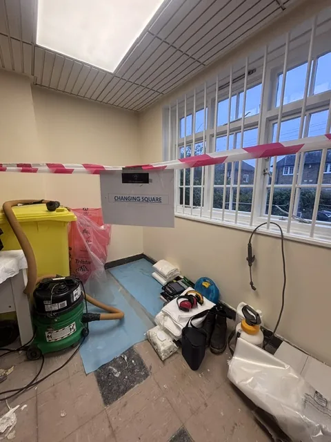 Asbestos floor tile and bitumen removal in Mayfair